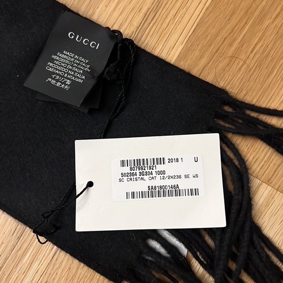 NWT Gucci mystic cat sequins cashmere silk blend skinny scarf - Picture 3 of 7